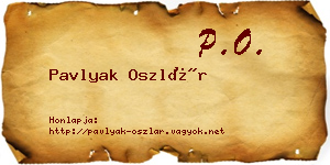 Pavlyak Oszlár névjegykártya